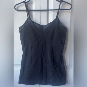 WOMEN EXPRESS FAUX LEATHER TRIM BEST LOVED CAMI STRETCH Black TANK TOP SMALL S